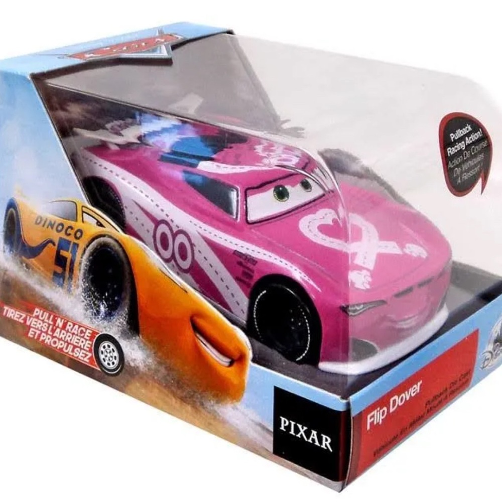 BARBIE PINK DISNEY PIXAR CARS 3 PULLBACK FLIP DOVER 00 EXCL DIE CAST METAL RARE